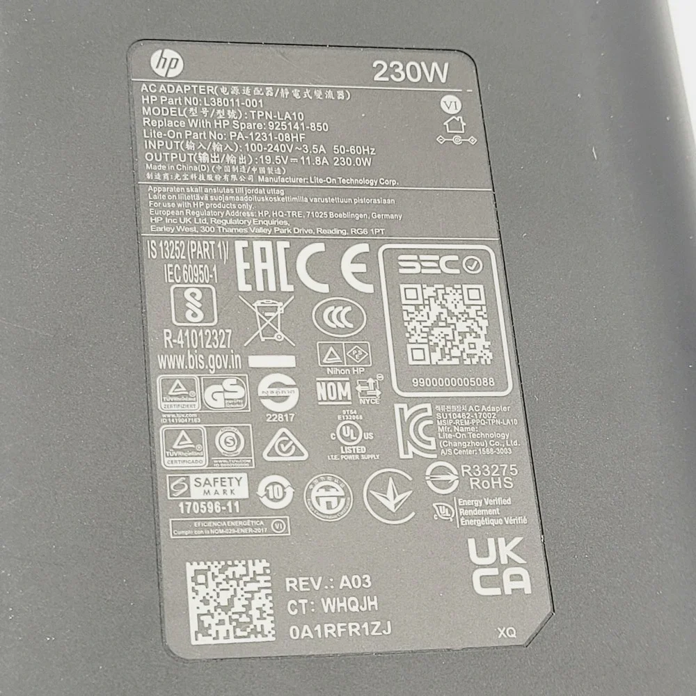 HP 230W 19.5V 11.8A AC Adapter TPN-LA10 Charger for Omen ZBook‎ Pavilion